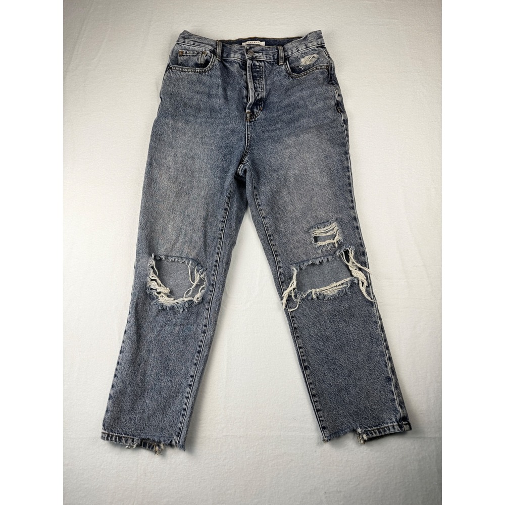 PacSun High Rise Straight Leg Distressed Blue Jeans Button Fly Size 28